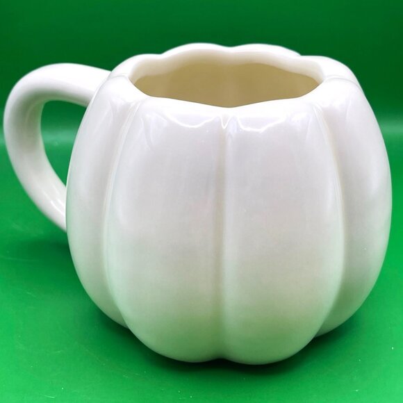 Seasonal White Pumpkin Mug Fall Autumn 16.9oz Ceramic Gourd Coffee Cocoa Cup - Picture 3 of 9